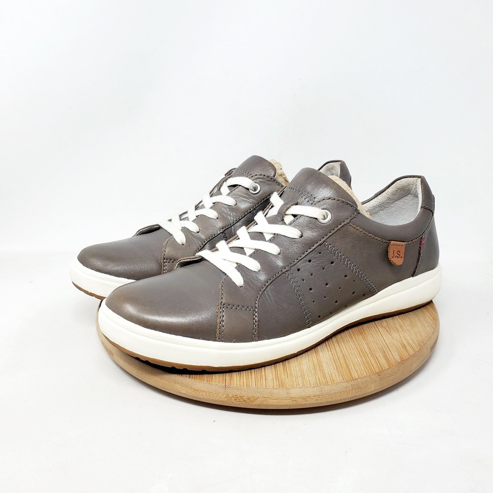 Josef Seibel Shoes Womens 38 Caren Taupe Leather Lace Up Oxford Comfort Sneaker